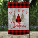  Garden Flag - Merry Christmas Burlap and Three Trees