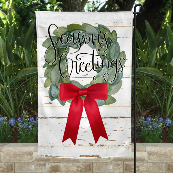 Garden Flag - Season's Greetings Magnolia Wreath with Bow