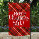  Garden Flag - Merry Christmas Y'all Red Plaid