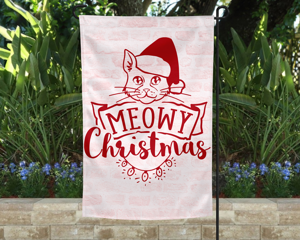 Garden Flag - Meowy Christmas