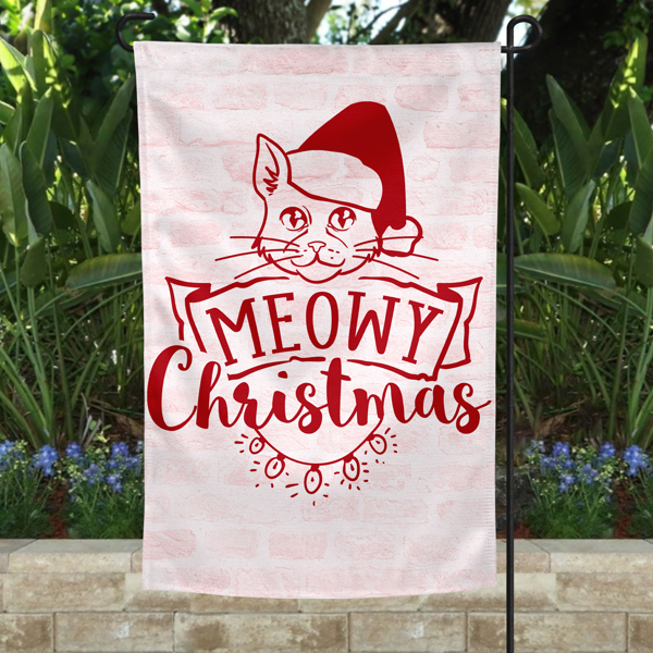 Garden Flag - Meowy Christmas