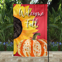  Garden Flag - Welcome Fall Sunflower and Pumpkin Red