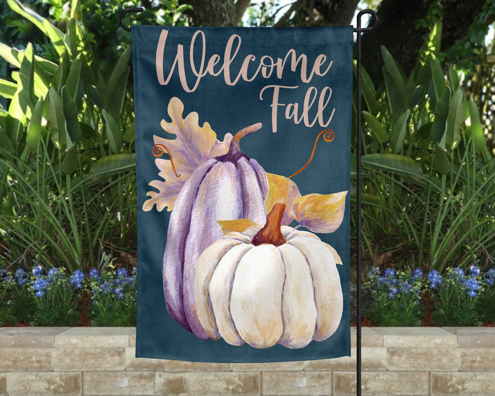 Garden Flag - Welcome Fall White Pumpkins