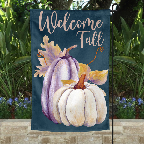 Garden Flag - Welcome Fall White Pumpkins