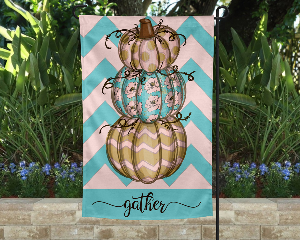 Garden Flag - Gather Blue Chevron