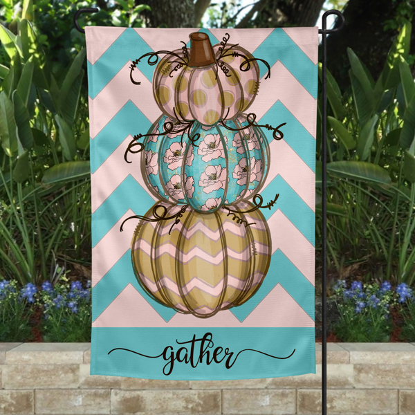 Garden Flag - Gather Blue Chevron