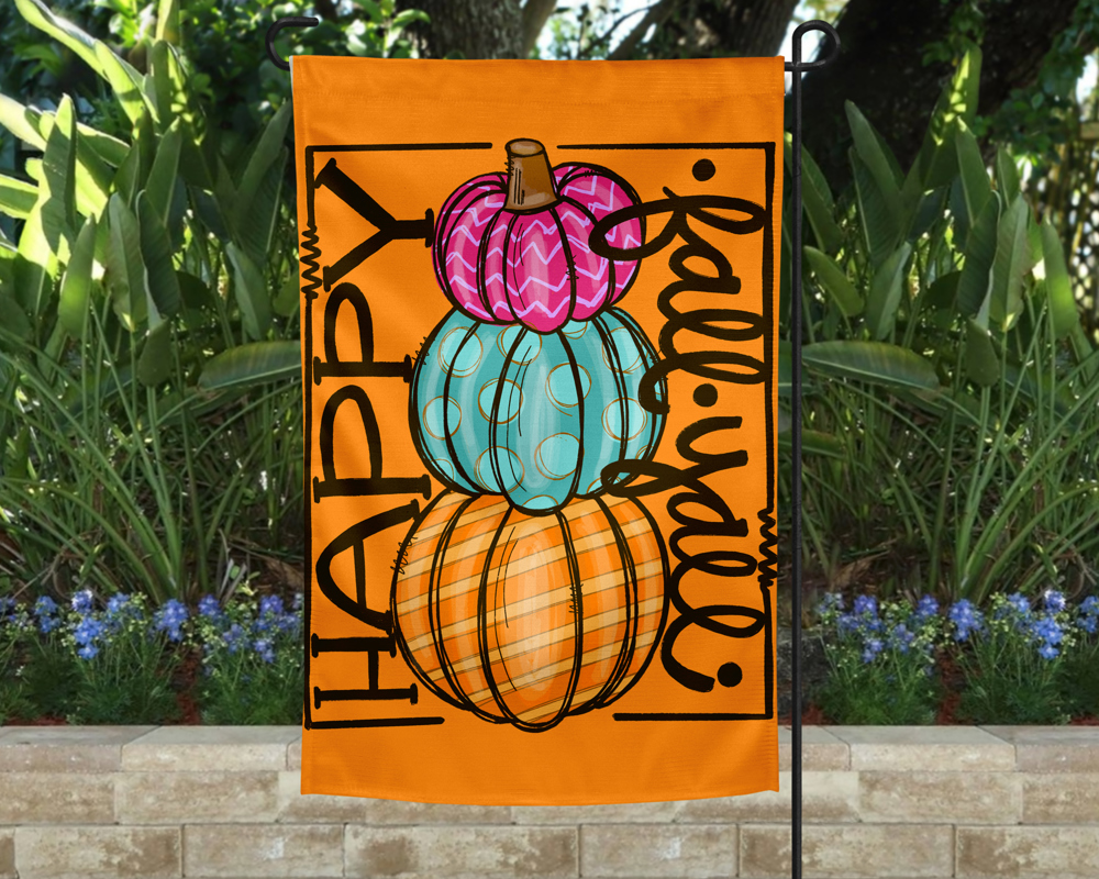 Garden Flag - Happy Fall Yall Orange