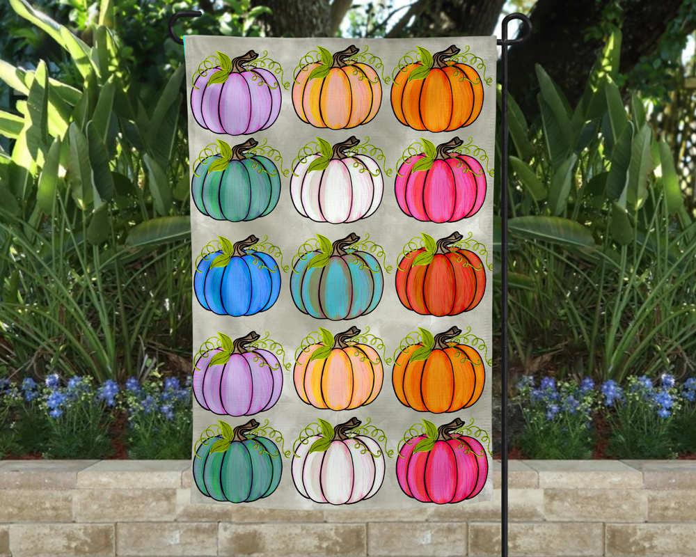 Garden Flag - Multiple Colorful Pumpkins