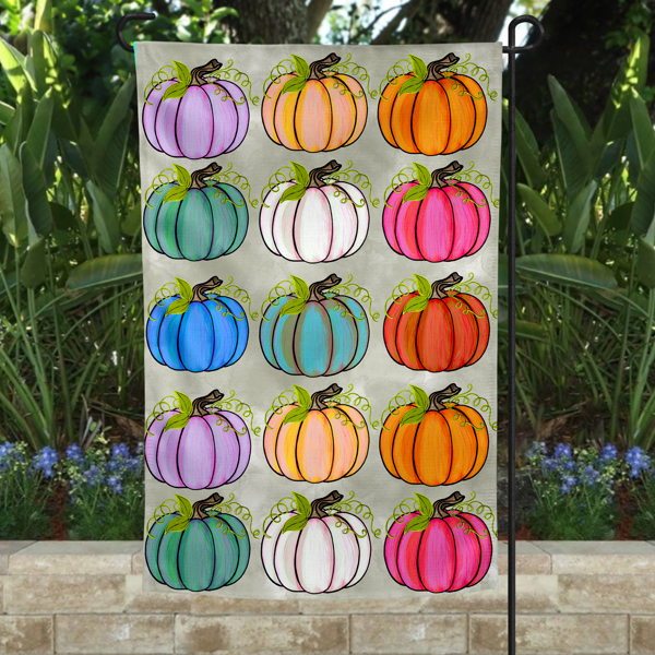 Garden Flag - Multiple Colorful Pumpkins