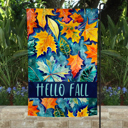  Garden Flag - Hello Fall Blue Leaves