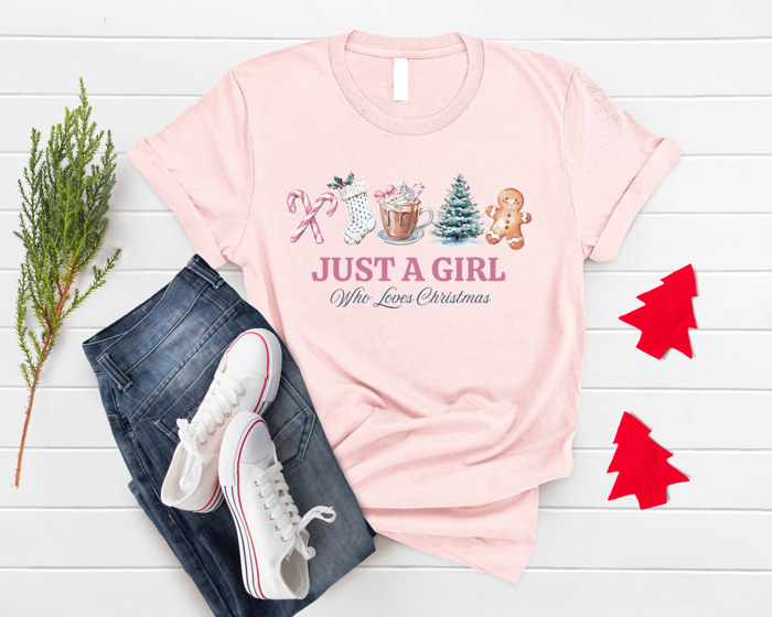 Tee - Just a Girl Who Loves Christmas Holiday T-Shirt