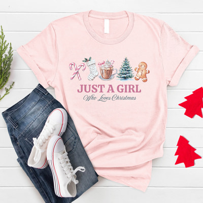 Tee - Just a Girl Who Loves Christmas Holiday T-Shirt