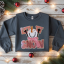  Crewneck Sweatshirt - Charcoal Let It Snow Chenille and Sequin Snowman