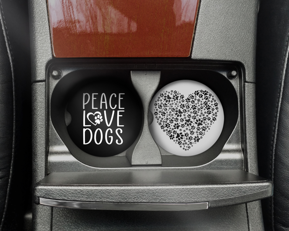 Car Coasters - Peace Love Dogs