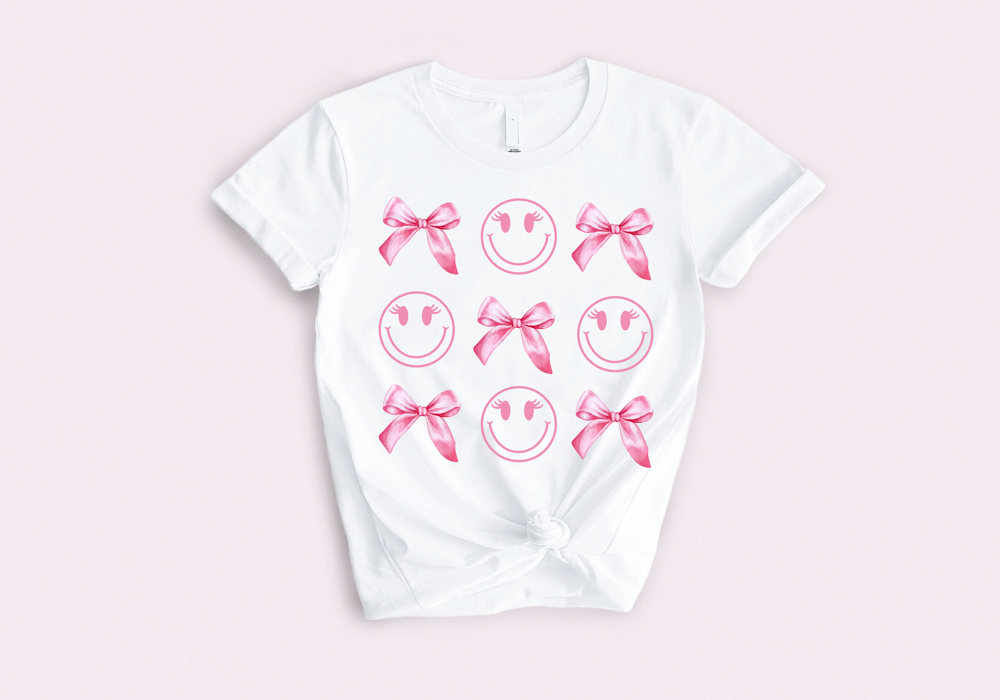 Tee - Pink Bows and Smileys T-Shirt