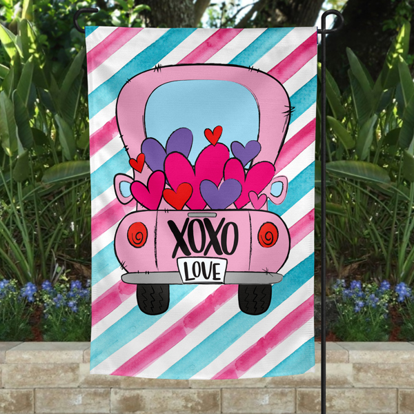 Garden Flag - Pink XOXO Truck