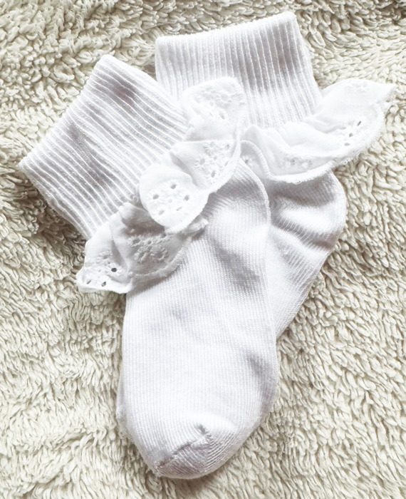 Personalized Little Girl Eyelet Trim Socks