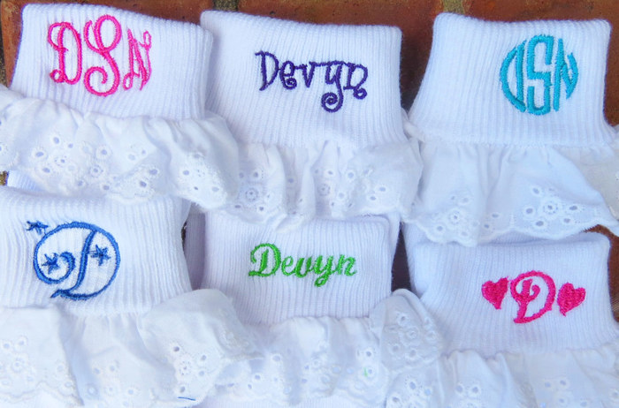 Personalized Little Girl Eyelet Trim Socks