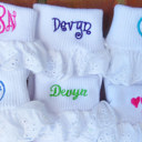  Personalized Little Girl Eyelet Trim Socks