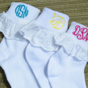  Personalized Little Girl Eyelet Trim Socks