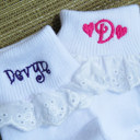  Personalized Little Girl Eyelet Trim Socks