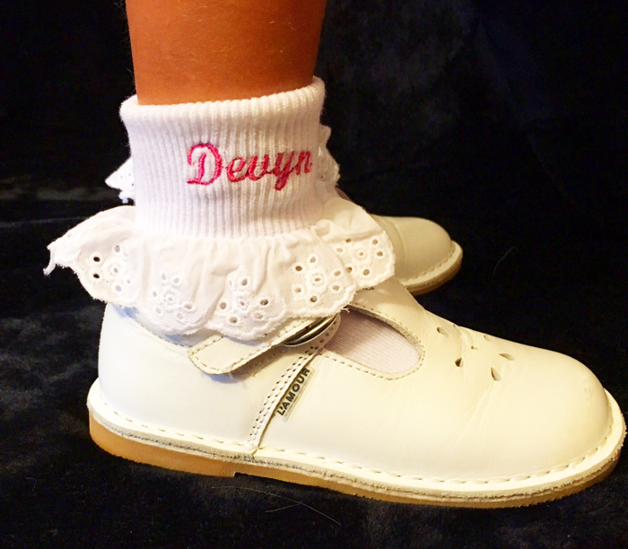 Personalized Little Girl Eyelet Trim Socks