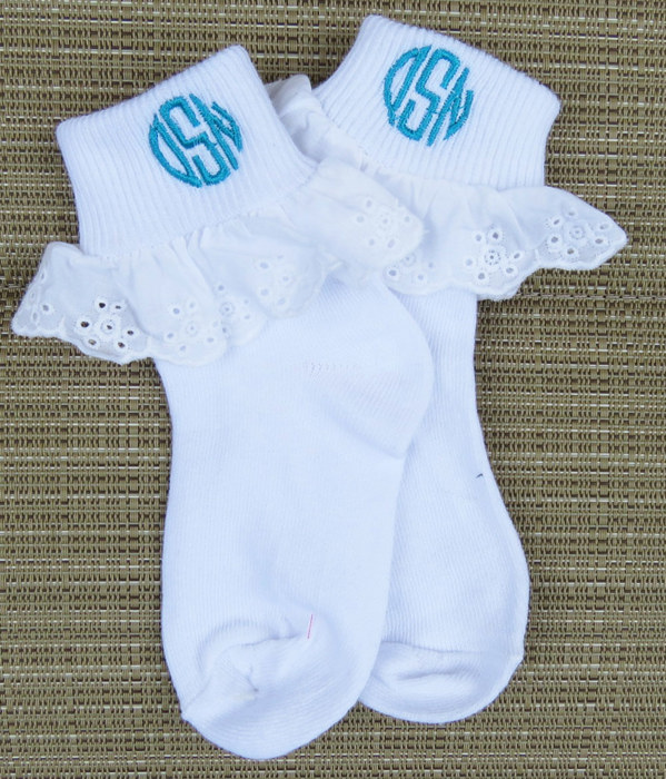 Personalized Little Girl Eyelet Trim Socks