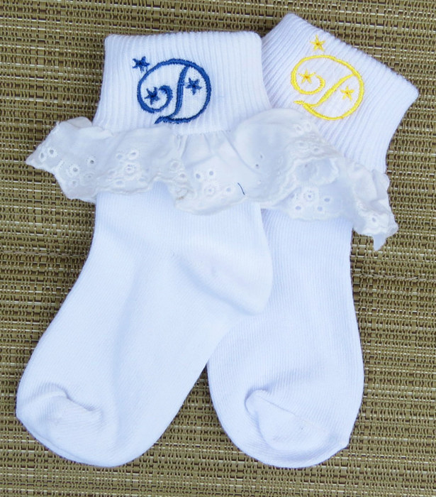 Personalized Little Girl Eyelet Trim Socks