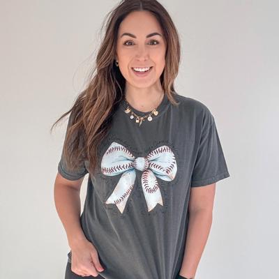 Baseball Bow Comfort Colors Tee – Stylish Game Day Shirt for Women