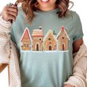  Pink Peppermint Lattes Christmas Shirt, Comfort Color Tees, Gingerbread Christmas Graphic Tees, Leopard Christmas Trees Shirts for Women, Merry and Bright Women's Holiday Shirt Coffee