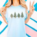  Pink Peppermint Lattes Christmas Shirt, Comfort Color Tees, Gingerbread Christmas Graphic Tees, Leopard Christmas Trees Shirts for Women, Merry and Bright Women's Holiday Shirt Coffee