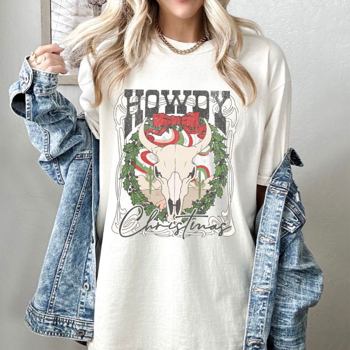 Neutral Lattes Christmas Shirt, Comfort Color Tees, Holly Dolly Christmas Graphic Tees, Debbie Christmas Trees Shirts for Women, Howdy Women's Holiday Shirt Coffee