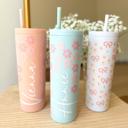  Custom Floral Tumbler With Lid and Straw, Bridesmaids Gifts, Acrylic Personalized Tumbler, Skinny Tumbler, Personalized Gift, Gift for Her