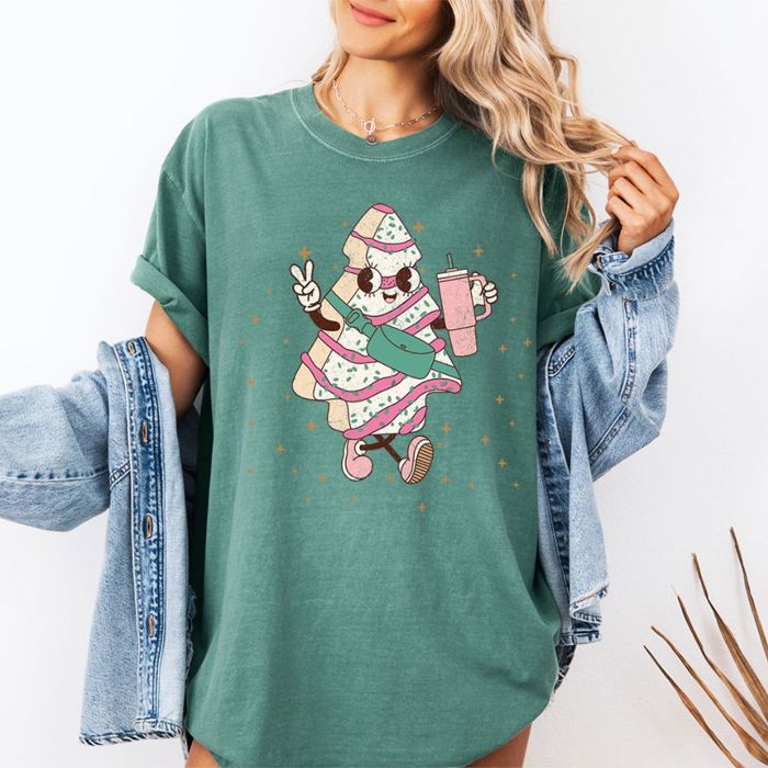 Neutral Lattes Christmas Shirt, Comfort Color Tees, Holly Dolly Christmas Graphic Tees, Debbie Christmas Trees Shirts for Women, Howdy Women's Holiday Shirt Coffee