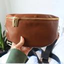 Nutmeg + Original Strap Leather Fanny Pack Crossbody Bags for Women Trendy Sling Bag for Women Small Crossbody Bags for Women Vacation Essentials Handbags Crossbody Purse Belt Bag