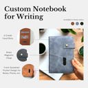 Steel Blue Leather Journal Refillable Journal Custom Notebook for Writing with Card Slots, Lined Leather Bound A5 Daily Journal, Executive Notebook Travel Diary Gift