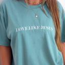 Medium Chalky Mint Embroidered Love Like Jesus Christian T-Shirts for Women Faith Religious Gift Short Sleeve Tops Comfort Colors Graphic Tee Cotton