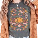  Fall Halloween Pumpkin Graphic Tee for Women, Halloween Vibes Tee, Autumn Pumpkin Patch Comfort Colors Tee