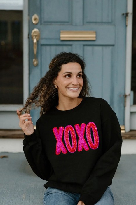 XOXO Sequin Valentine's Day Sweatshirt, Valentine's T-Sweatshirt for Women, Valentine's Day Sweatshirt