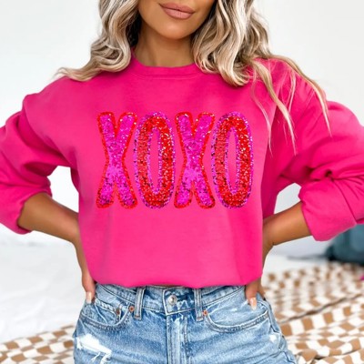 XOXO Sequin Valentine's Day Sweatshirt, Valentine's T-Sweatshirt for Women, Valentine's Day Sweatshirt