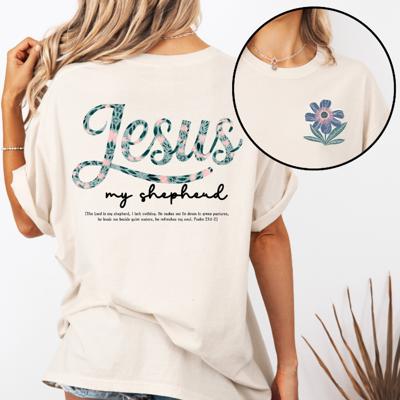 Jesus My Shepherd Floral Comfort Colors Tee