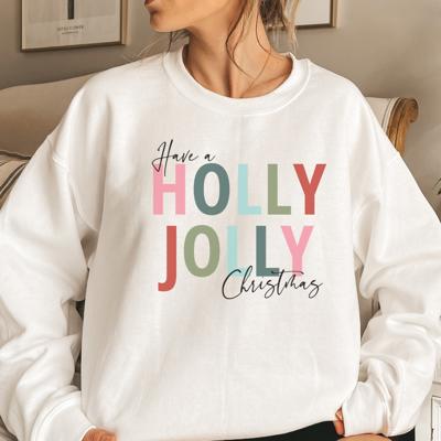 Holly Jolly Christmas Sweatshirt, Cute Holiday Crewneck for Women, Festive Winter Pullover, Cozy Christmas Sweater Outfit