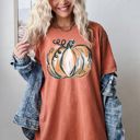  Pumpkin Comfort Colors Graphic Tee, Neutral Fall T-Shirt for Women with Hand-Drawn Pumpkin Design, Soft Autumn Outfit Idea, Cozy Thanksgiving Shirt