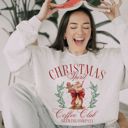  Christmas Spirit Coffee Club Sweatshirt, Holiday Coffee Lover Crewneck, Cute Christmas Sweater for Women, Festive Winter Pullover Outfit
