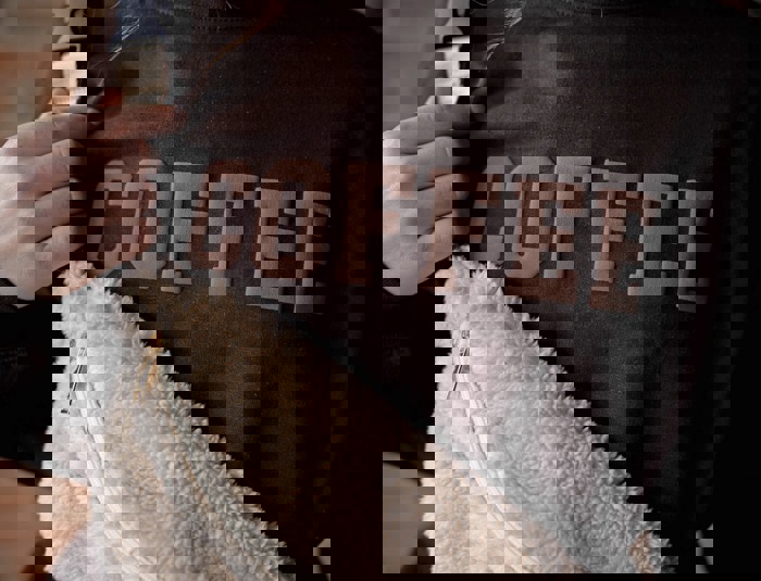 Coffee Brown Sweatshirt for Women, Minimalist Coffee Lover Gift, Gildan Oversized Crewneck, Brown Aesthetic Sweatshirt