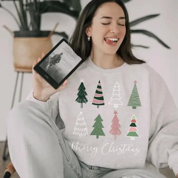 Boho Trees Christmas Sweatshirt, Vintage Christmas Shirts for Women, Christmas Matching Sweatshirt, Family Shirt, Christmas Sweater