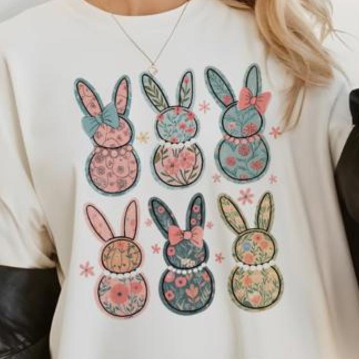 Easter Bunny Floral Christian Comfort Colors Tee – Cute Faith-Based Easter Shirt for Women, Spring Graphic Tee