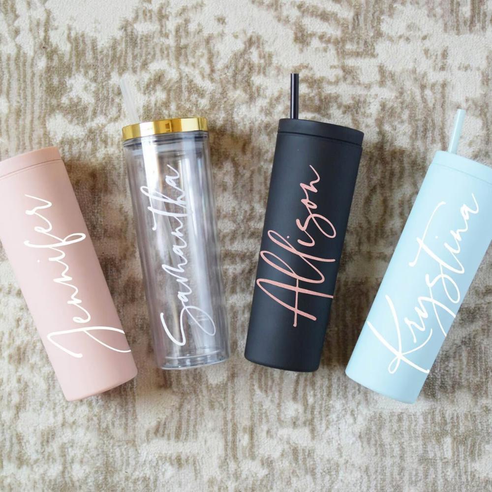 Personalized Tumbler With Lid and Straw, Bridesmaids Gifts, Acrylic Custom Tumbler, Skinny Tumbler, Personalized Gift, Teacher Gift Cup