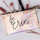   Bridesmaid Holographic Makeup Bags, Gold Cosmetic Bag, Rose Gold Bridesmaid Bag, Clear Personalized Makeup Bag