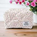  Custom Embroidered Flower Makeup Bag, Quilted Cosmetic Bag, Personalized Gift Toiletry Bag Women, Bridesmaid Gift, Makeup Organizer Mom Gift